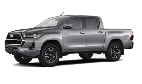 Hilux Double Cab: "Tackle tough terrain with the Toyota Hilux Double Cab, now at Thika Toyota."